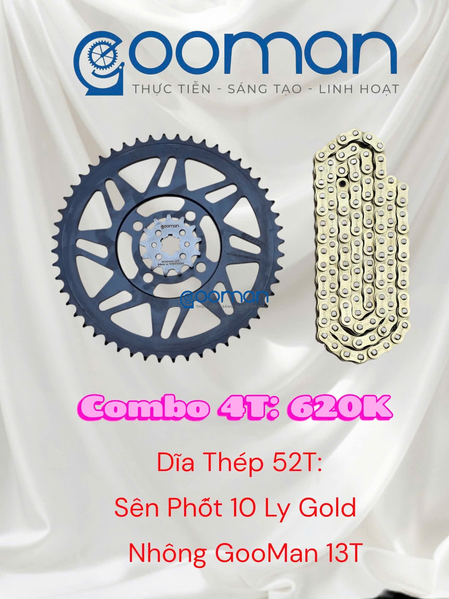 Nhông Sên Đĩa Thép Datbike Quantum S0, S1 52T ( Combo 4T) #02