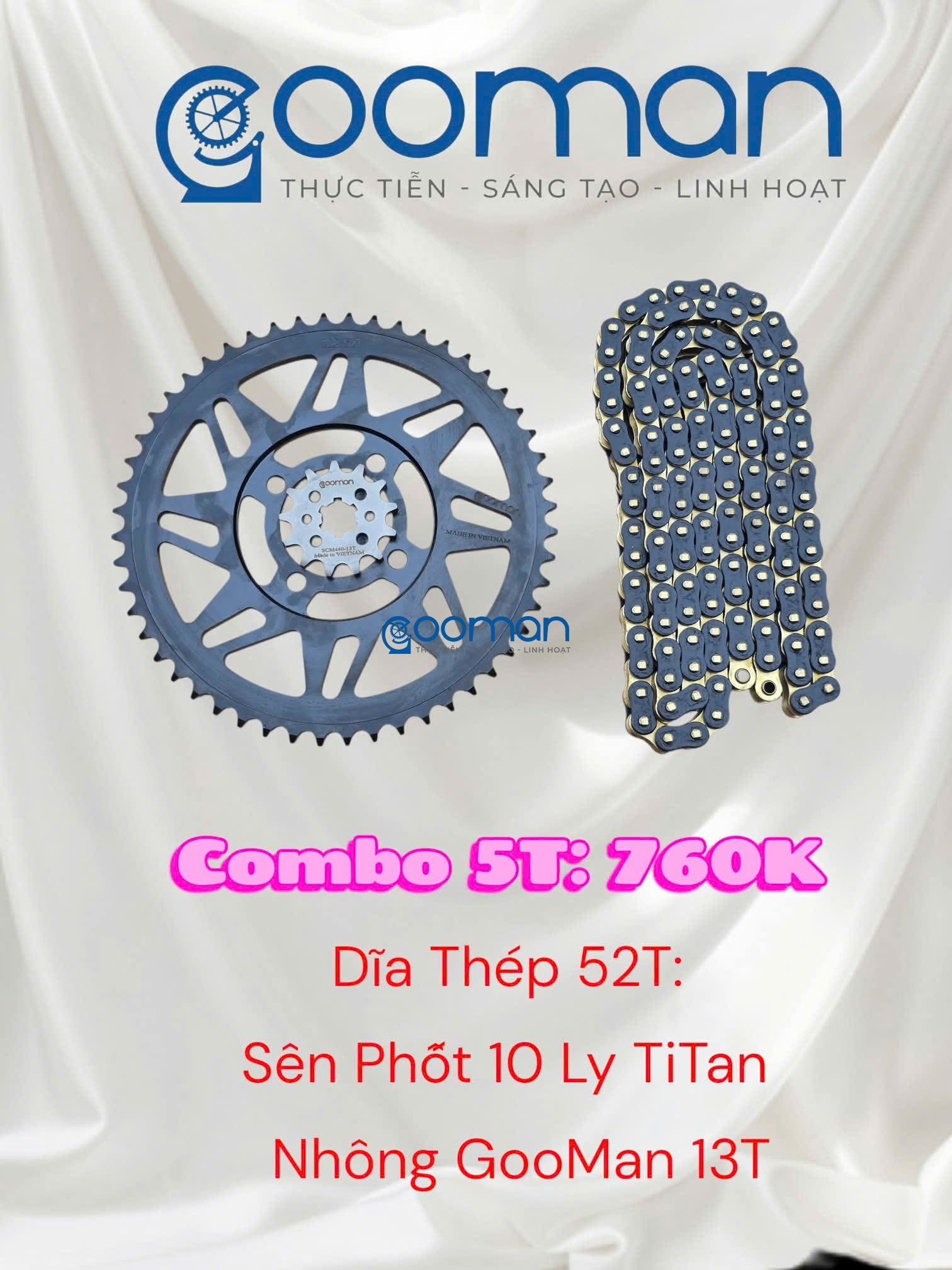 Nhông Sên Đĩa Thép Datbike Quantum S0, S1 52T ( Combo 5) #02