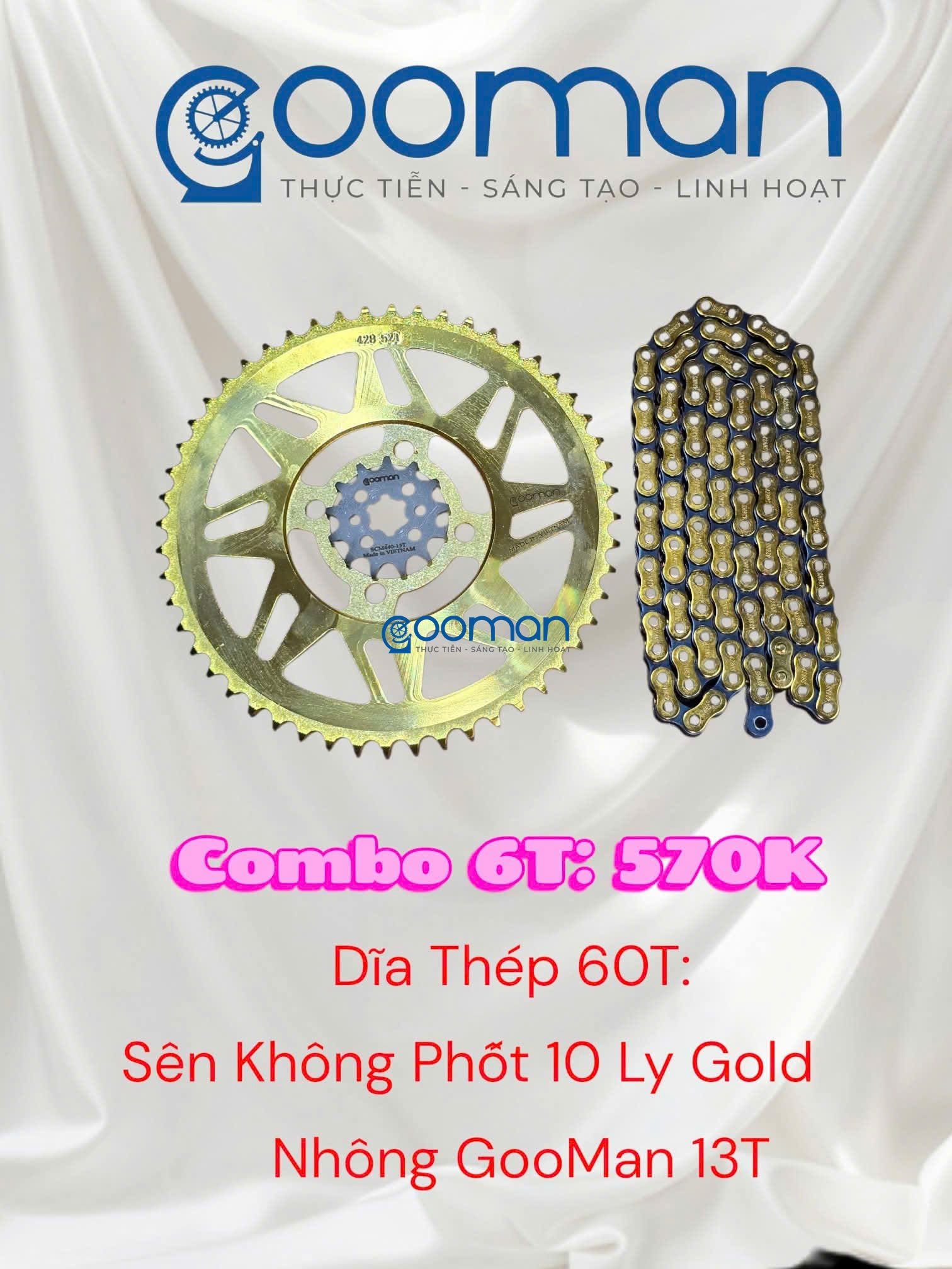 Nhông Sên Đĩa Thép Datbike Quantum S0, S1 60T ( Combo 6T) #02