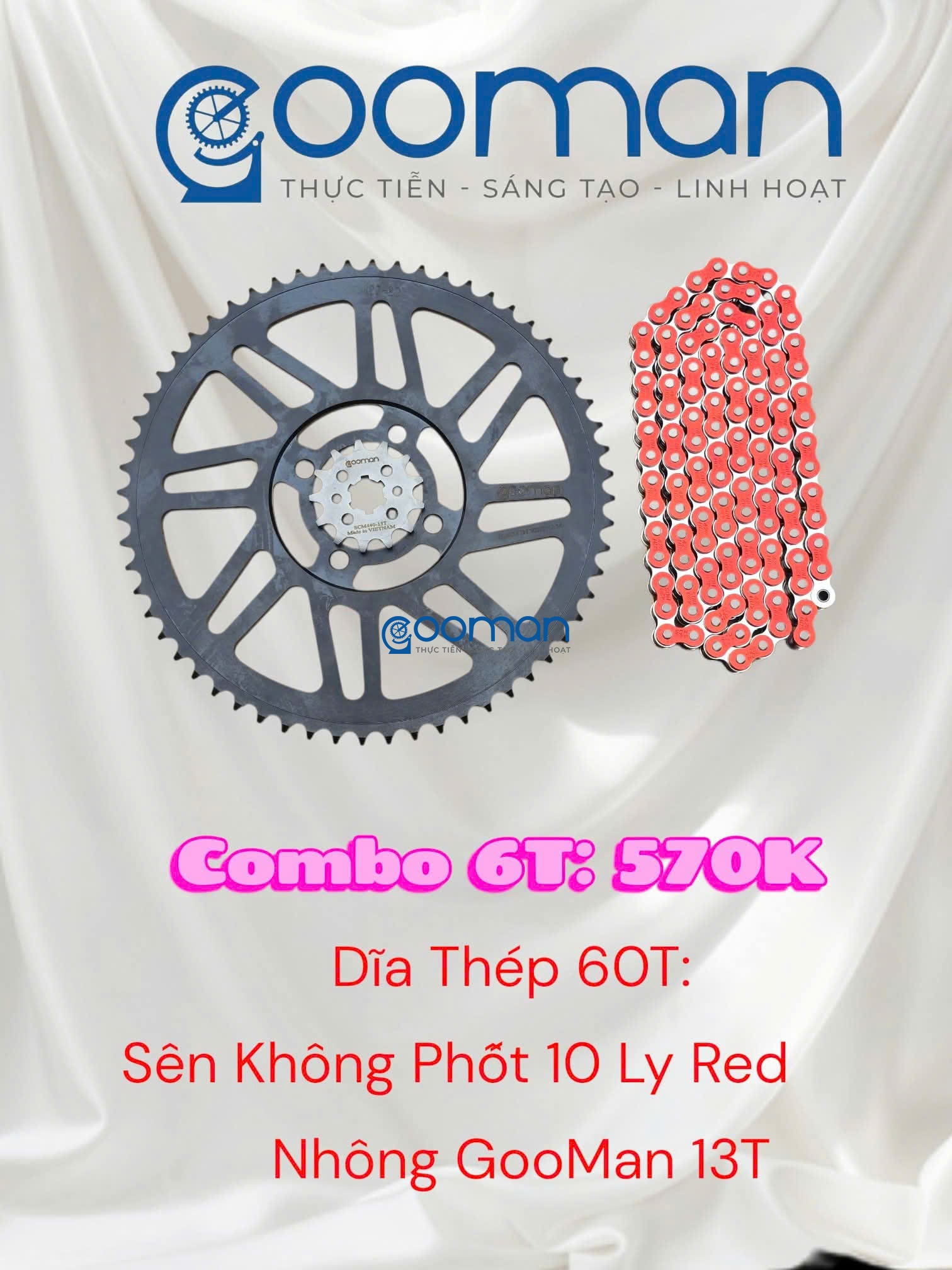 Nhông Sên Đĩa Thép Datbike Quantum S0, S1 60T ( Combo 6T) #02