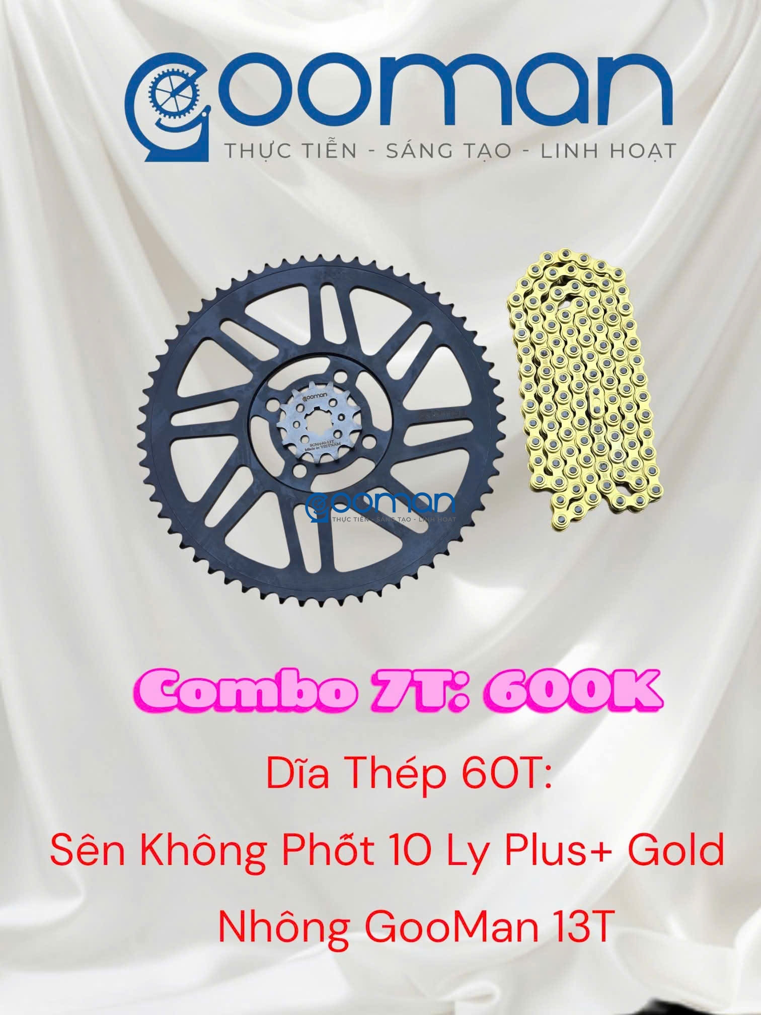 Nhông Sên Đĩa Thép Datbike Quantum S0, S1 60T ( Combo 7T) #02