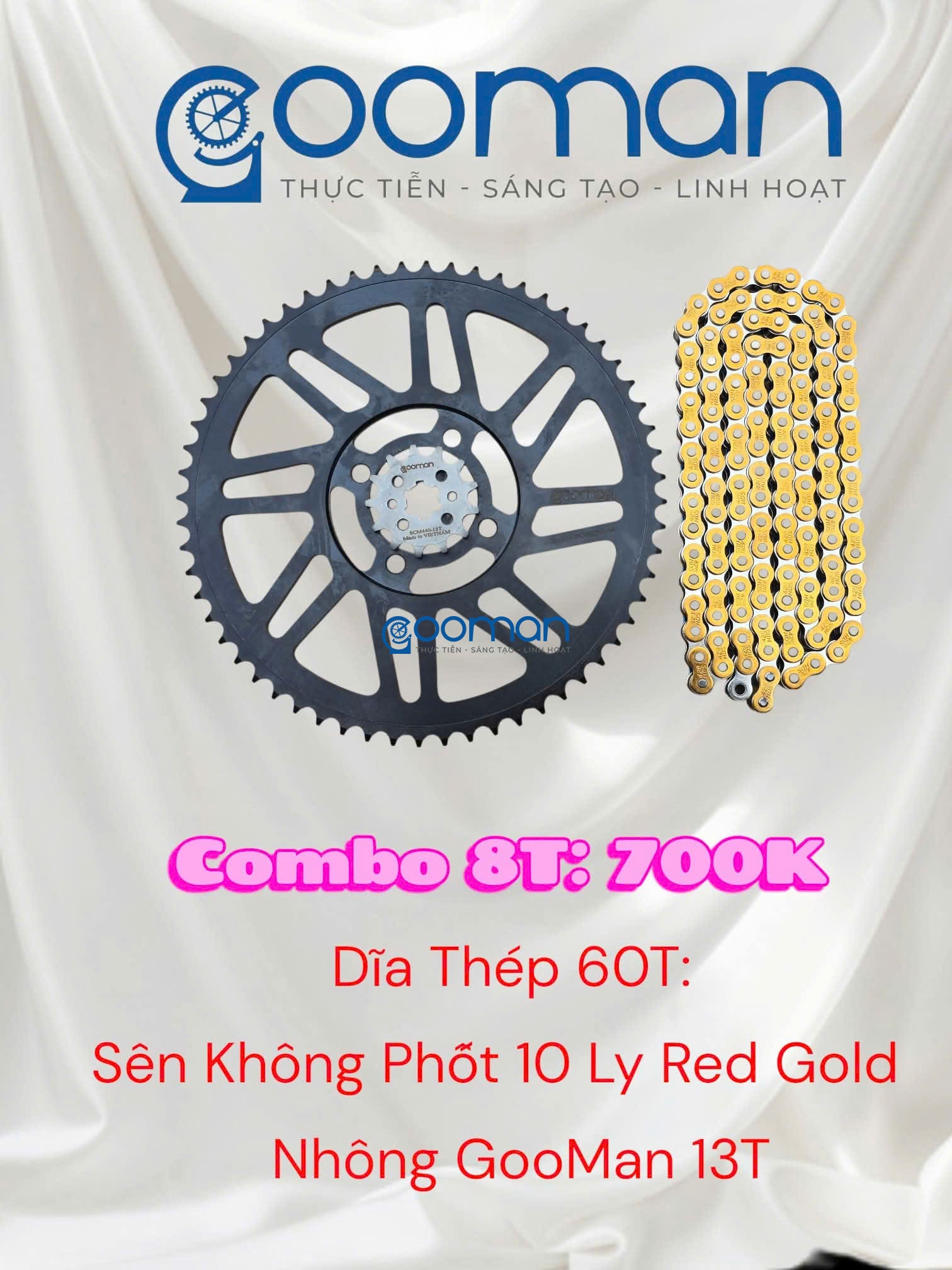 Nhông Sên Đĩa Thép Datbike Quantum S2, S3 60T ( Combo 8T) #02