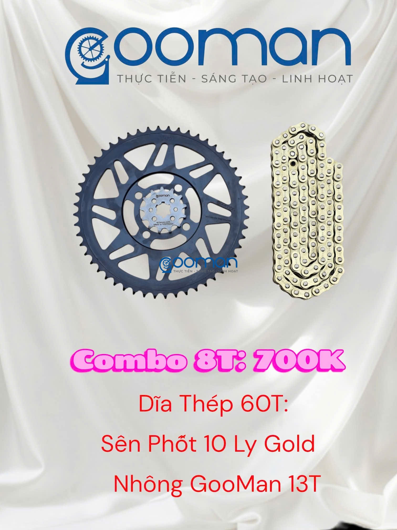 Nhông Sên Đĩa Thép Datbike Quantum S2, S3 60T ( Combo 8T) #02