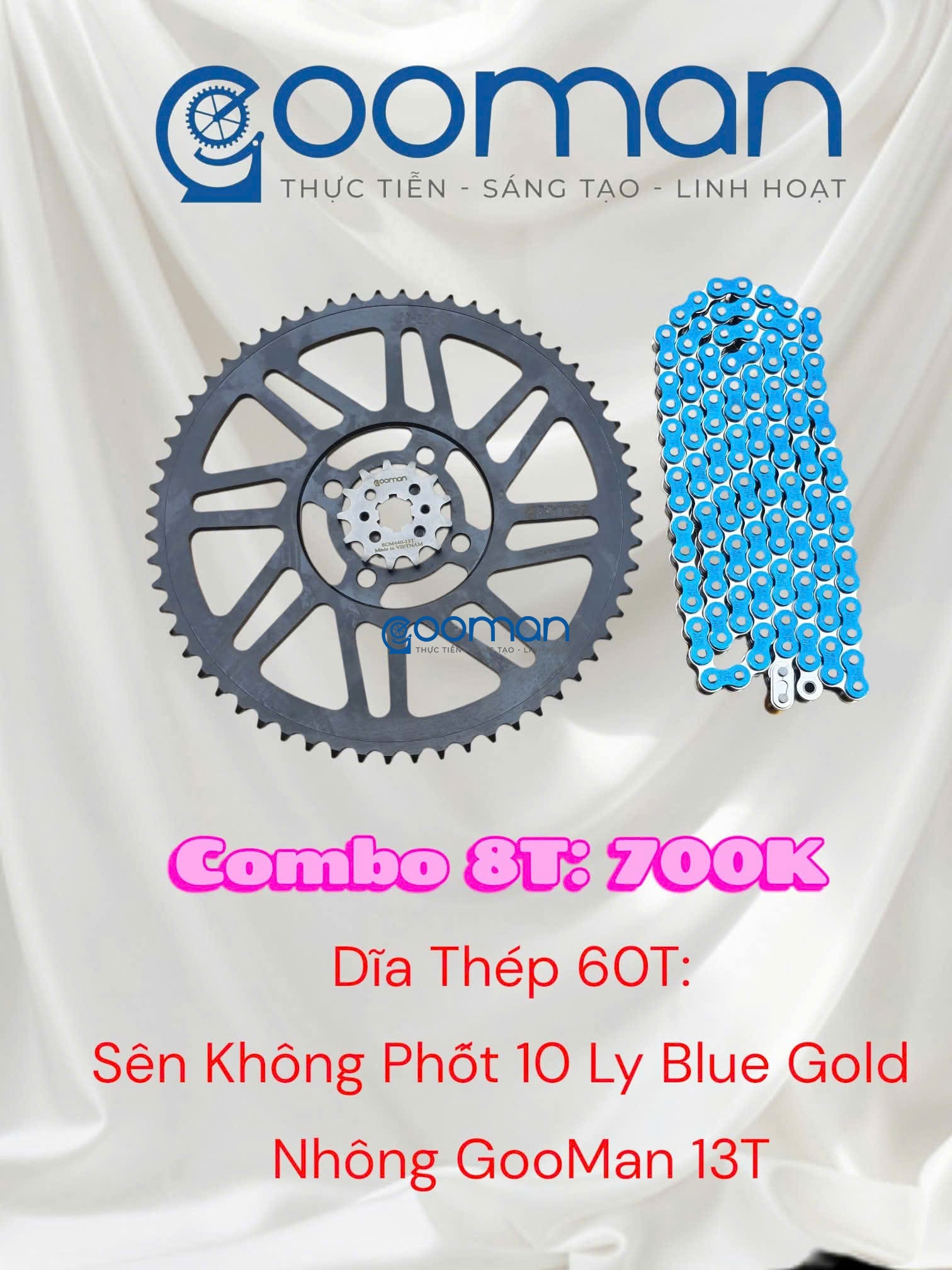 Nhông Sên Đĩa Thép Datbike Quantum S2, S3 60T ( Combo 8T) #02
